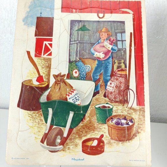 Vintage Golden Press Playskool Farm Puzzles Lot of 4 USA 80-7A 7B 7C 7D Retro - Picture 2 of 9